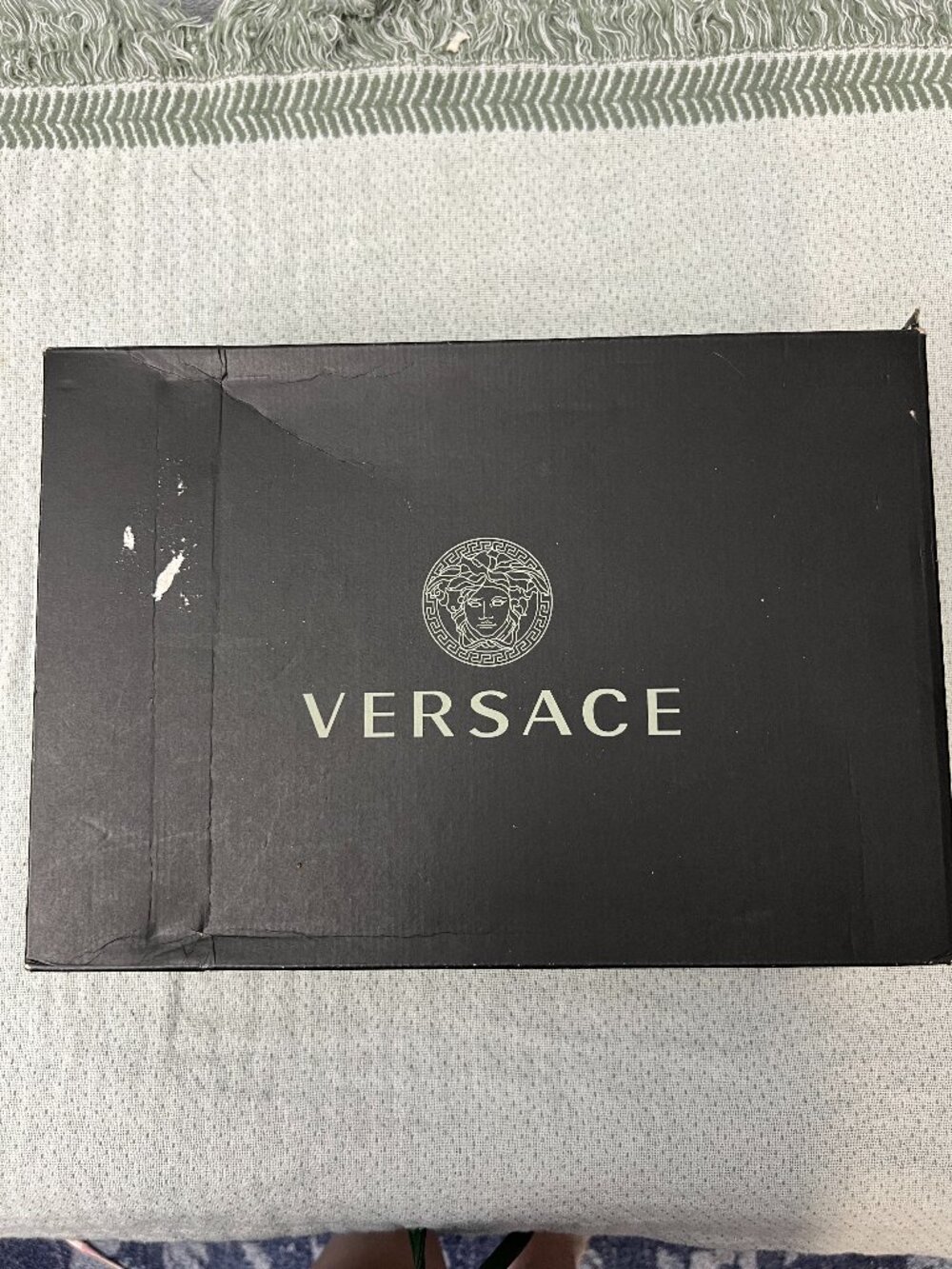 Gianni Versace White Leather Sneakers w Signature Logo & Lace Charms SZ 40